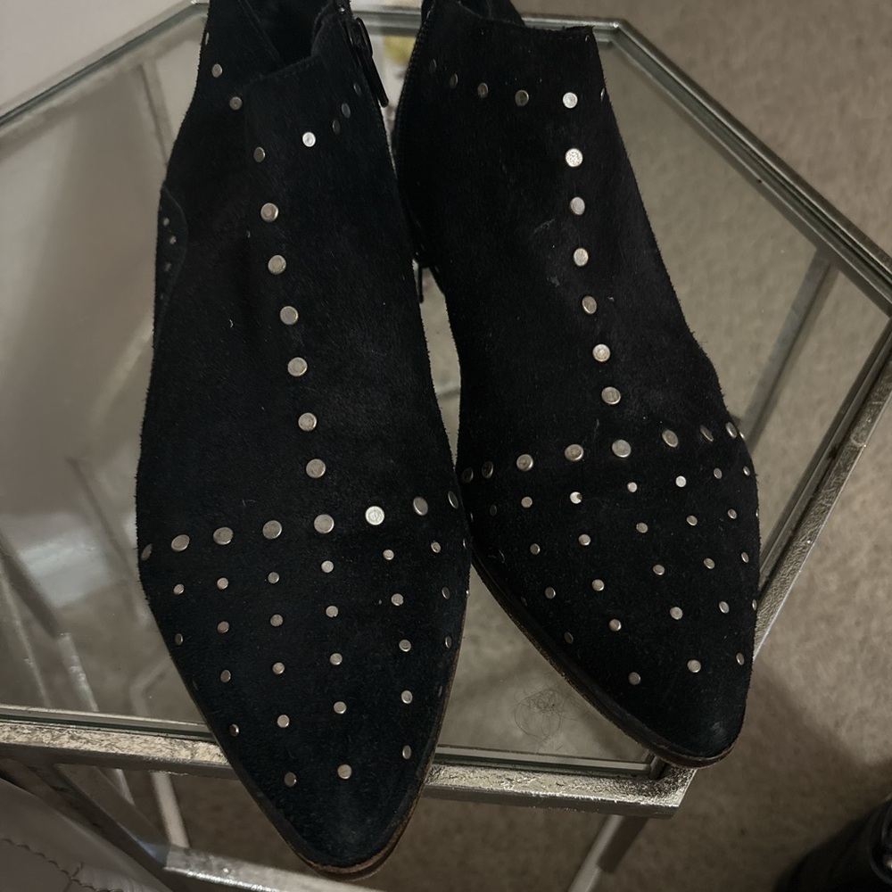 Free People Black Studded Ankle Boots Sz 39